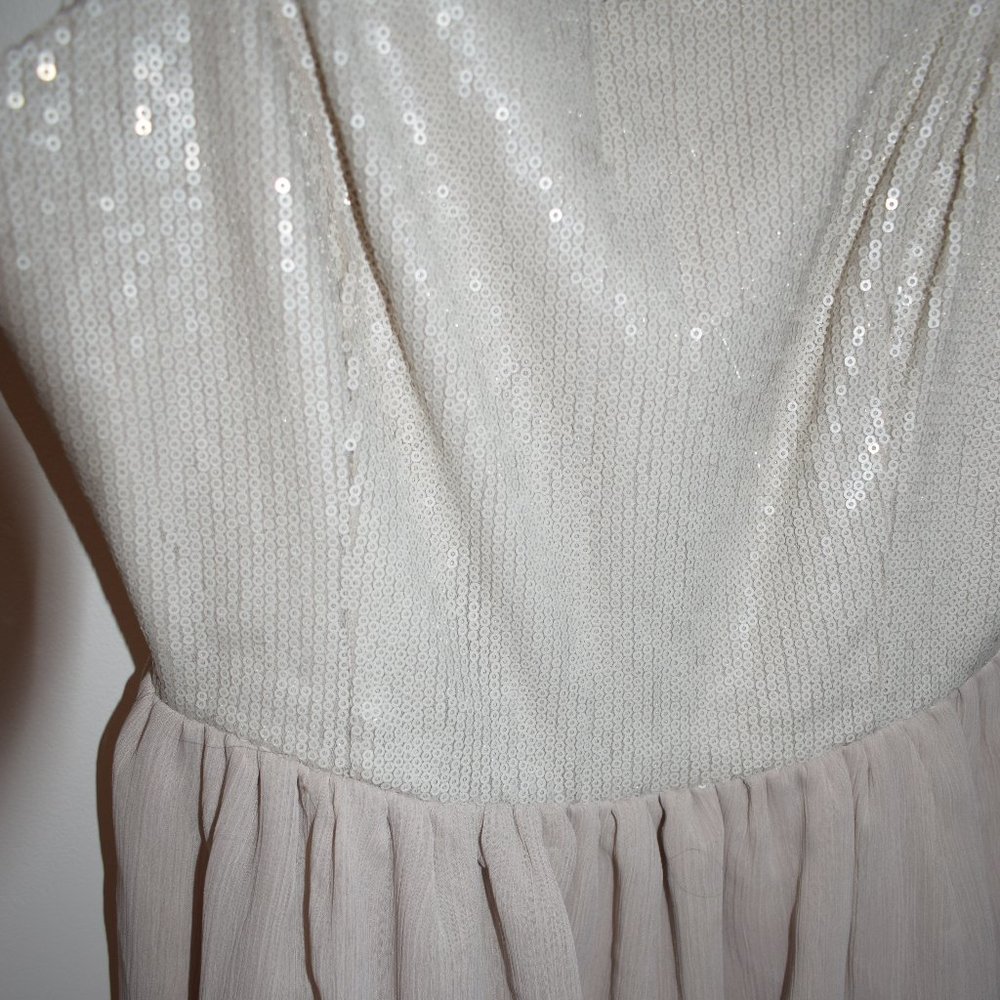 Flattering Ruffle Sequence Ivory Dress - Picture 3 of 4